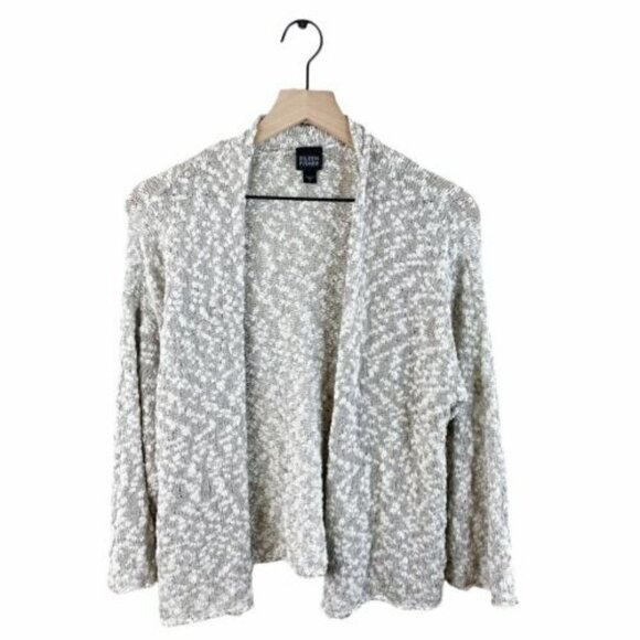 Eileen Fisher Open Front Textured Silk Blend Cardigan Lagenlook - Picture 1 of 7